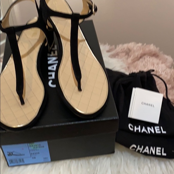 CHANEL Shoes - Authentic CHANEL Goatskin suede thong sandals